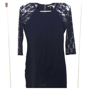 • EUC • Navy Blue Lace Sleeve Dress • S
